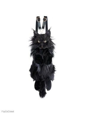 Handmade Realistic Cat Plush Backpack Polyester Soft Stuffed Animal Bag